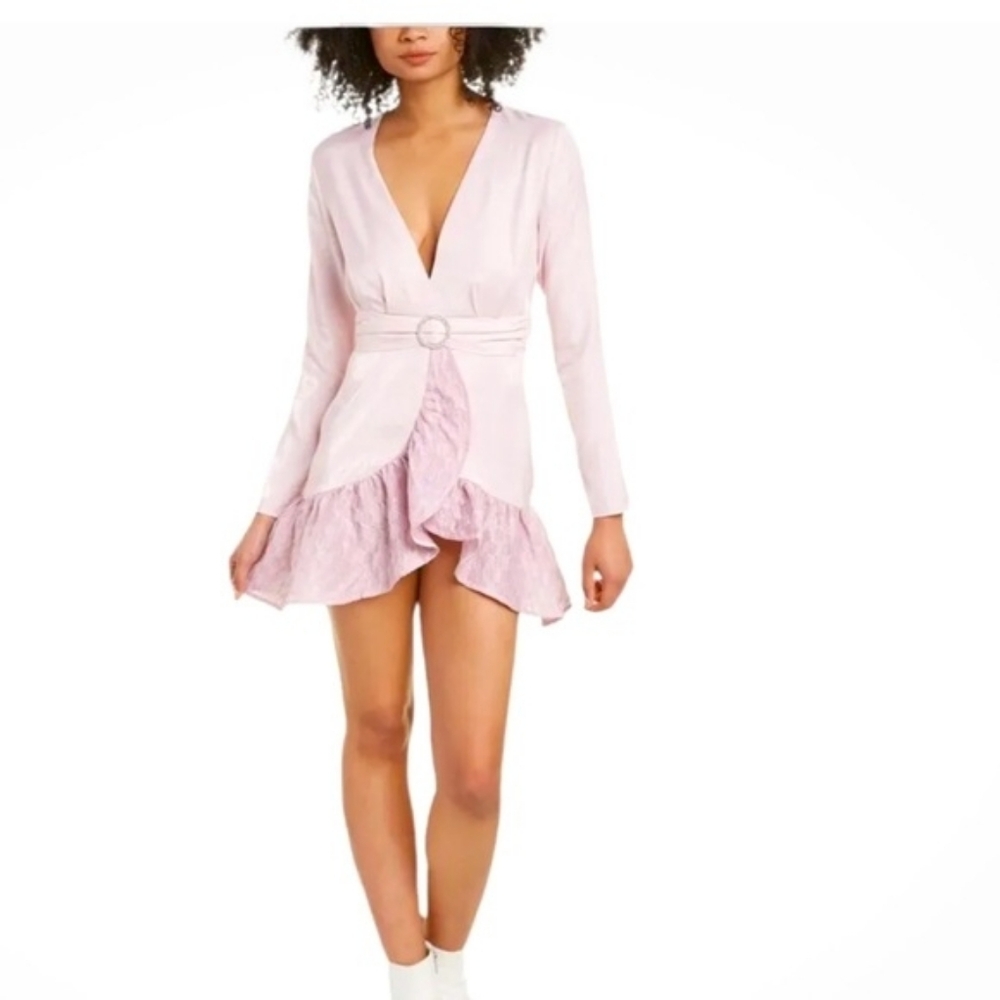 Atoir Fier‎ On Fire Pink Ruffle Belt Coquette Blush Baby Pink Mini Dress Size 6